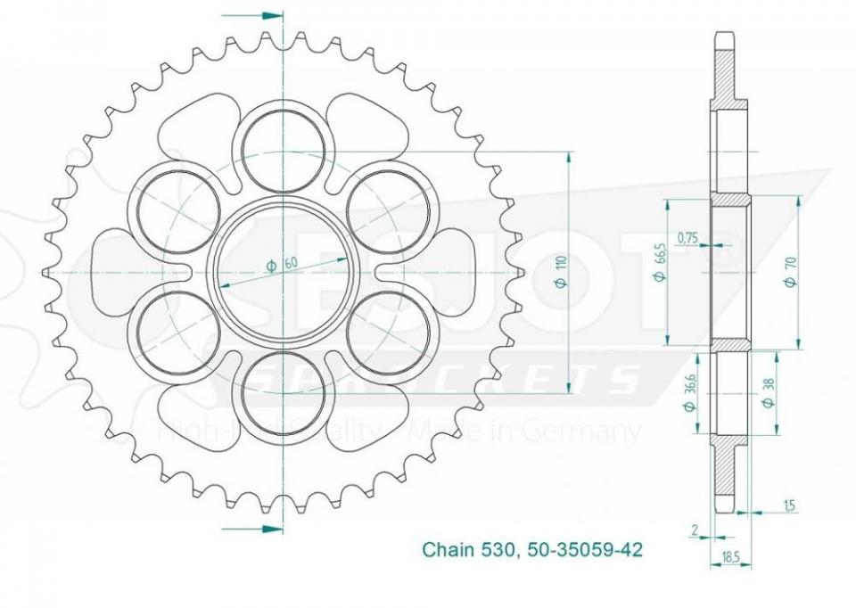 Couronne de transmission Esjot pour Moto Ducati 1260 Multistrada S 2018 à 2020 Neuf