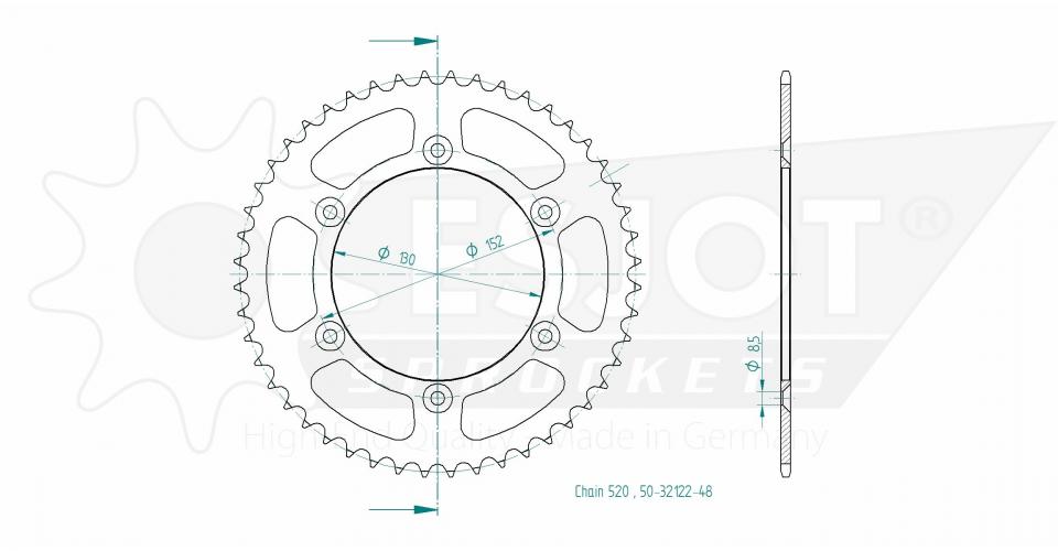 Couronne de transmission Esjot pour moto Aprilia 450 SXV 2006 à 2015 46 dts P520