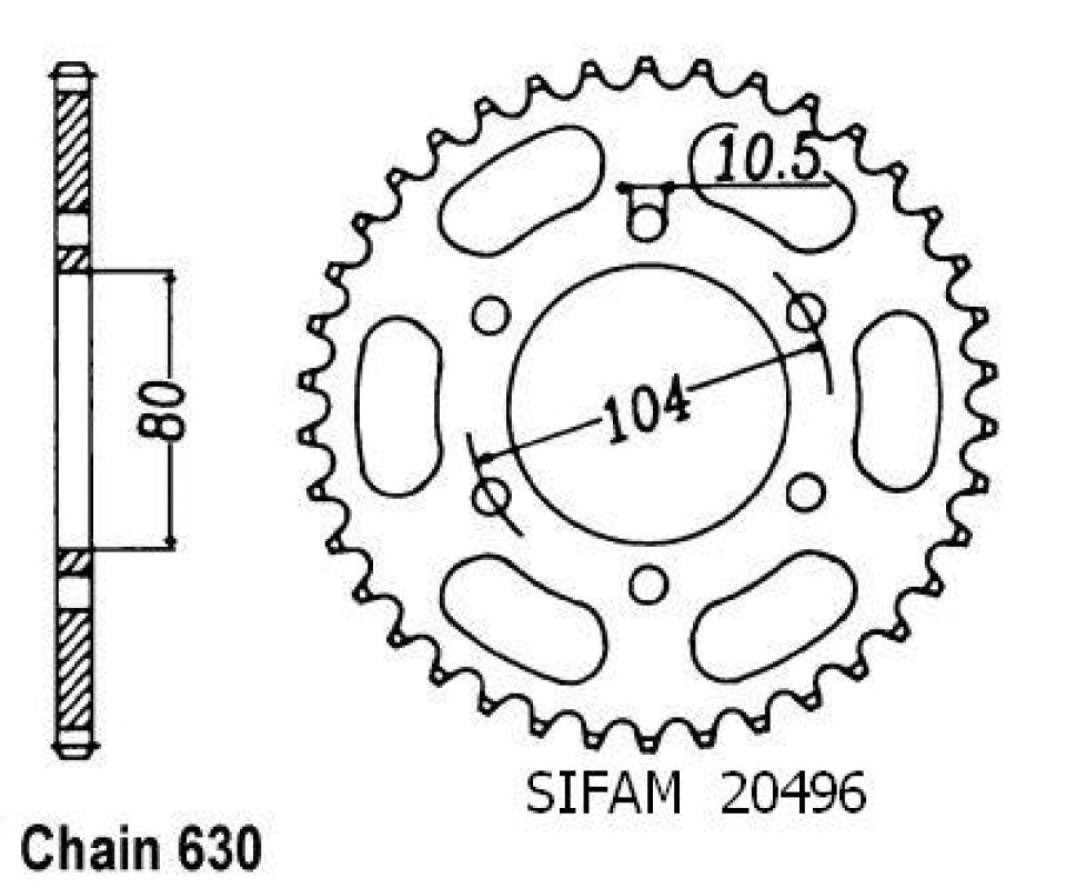 Couronne de transmission 33 dents pas 630 pour moto Kawasaki 750 GPZ-R 1982 Neuf