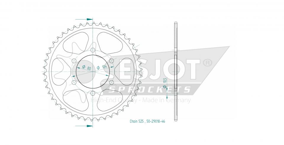 Couronne de transmission Esjot pour Moto Kawasaki 1000 Z H2 2020 à 2025 Neuf