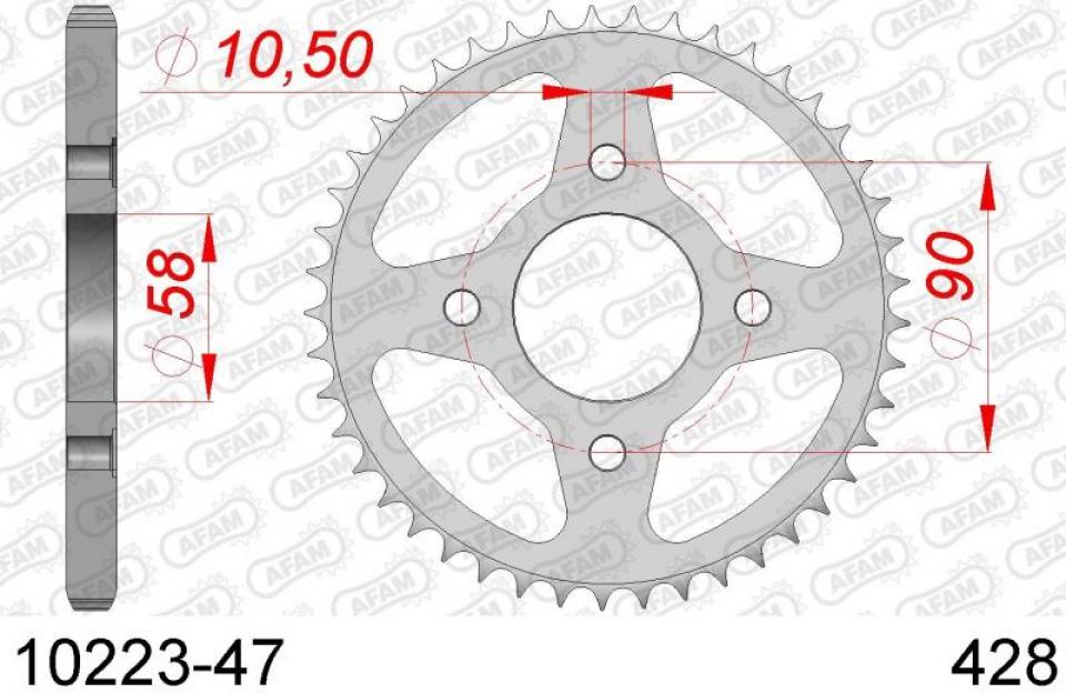 Couronne de transmission 47 dts Pas 428 Ø58 pour moto BRIXTON 125 BX 10223-47