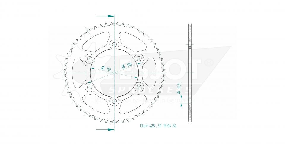 Couronne de transmission Esjot pour Moto Kawasaki 125 Z 2018 à 2023 Neuf