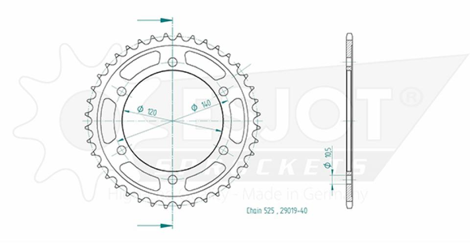 Couronne de transmission Esjot pour Moto Kawasaki 600 Zx-6 R Ninja 1995 à 1997 Neuf