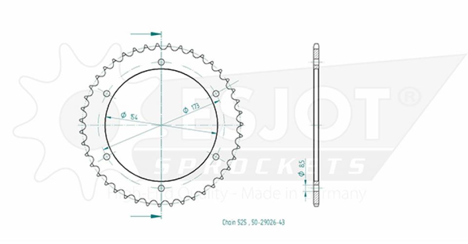 Couronne transmission Esjot pour moto Aprilia 1000 RST Futura 2001 à 2005 Neuf