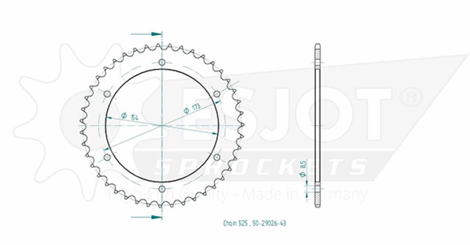 Couronne transmission Esjot pour moto Aprilia 1000 RST Futura 2001 à 2005 Neuf