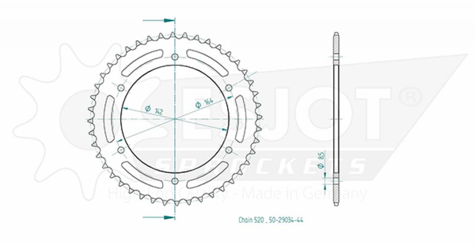 Couronne transmission Esjot pour moto Hyosung 650 Gt R 2007 à 2012 44 dts P525