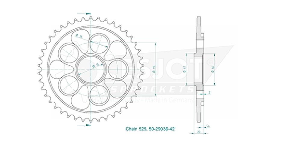 Couronne de transmission Esjot pour Moto Ducati 996 Monster S4R 2004 à 2005 Neuf