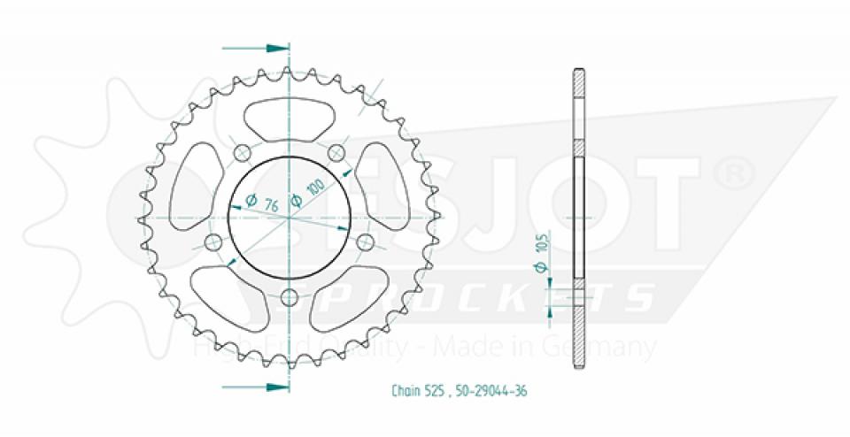 Couronne de transmission Esjot pour moto Benelli 1130 Tnt Cafe Racer 2006 à 2016