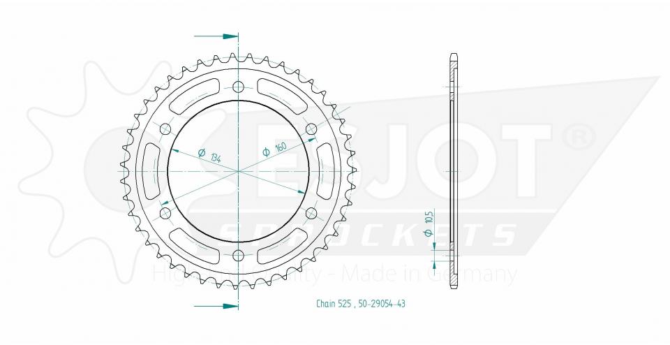 Couronne de transmission Esjot pour Moto Honda 1000 Cbr Rr Sp 2017 à 2018 Neuf