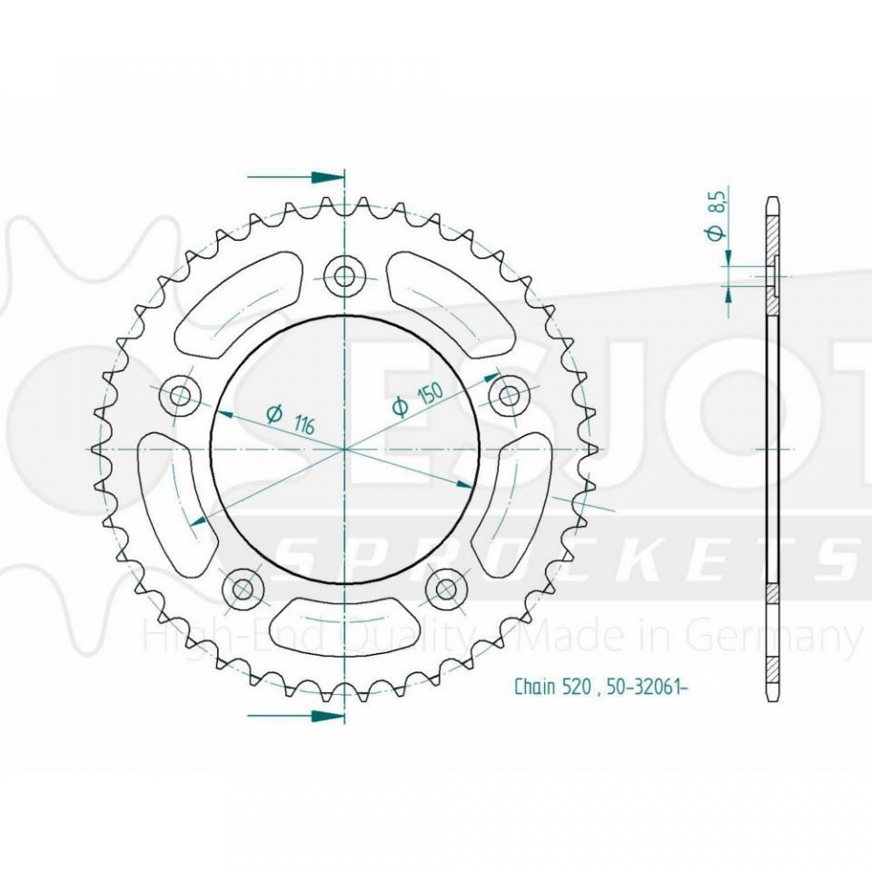 Couronne de transmission Esjot pour moto Aprilia 250 RS 1994 à 2004 42 dts P520