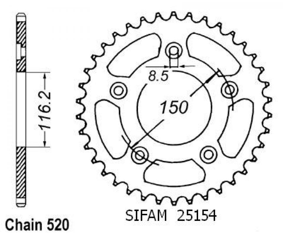 Couronne de transmission Esjot pour moto Aprilia 250 RS 1994 à 2004 42 dts P520