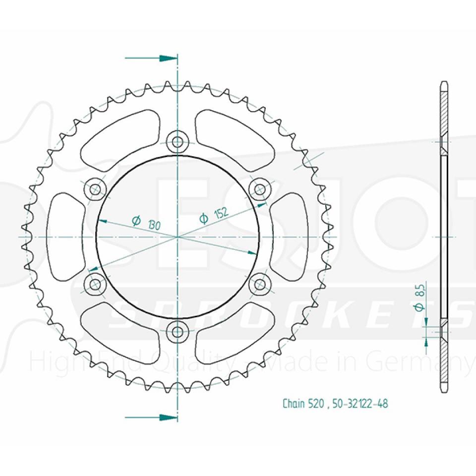 Couronne de transmission Esjot pour moto Aprilia 550 SXV 2006 à 2008 48 dts P520