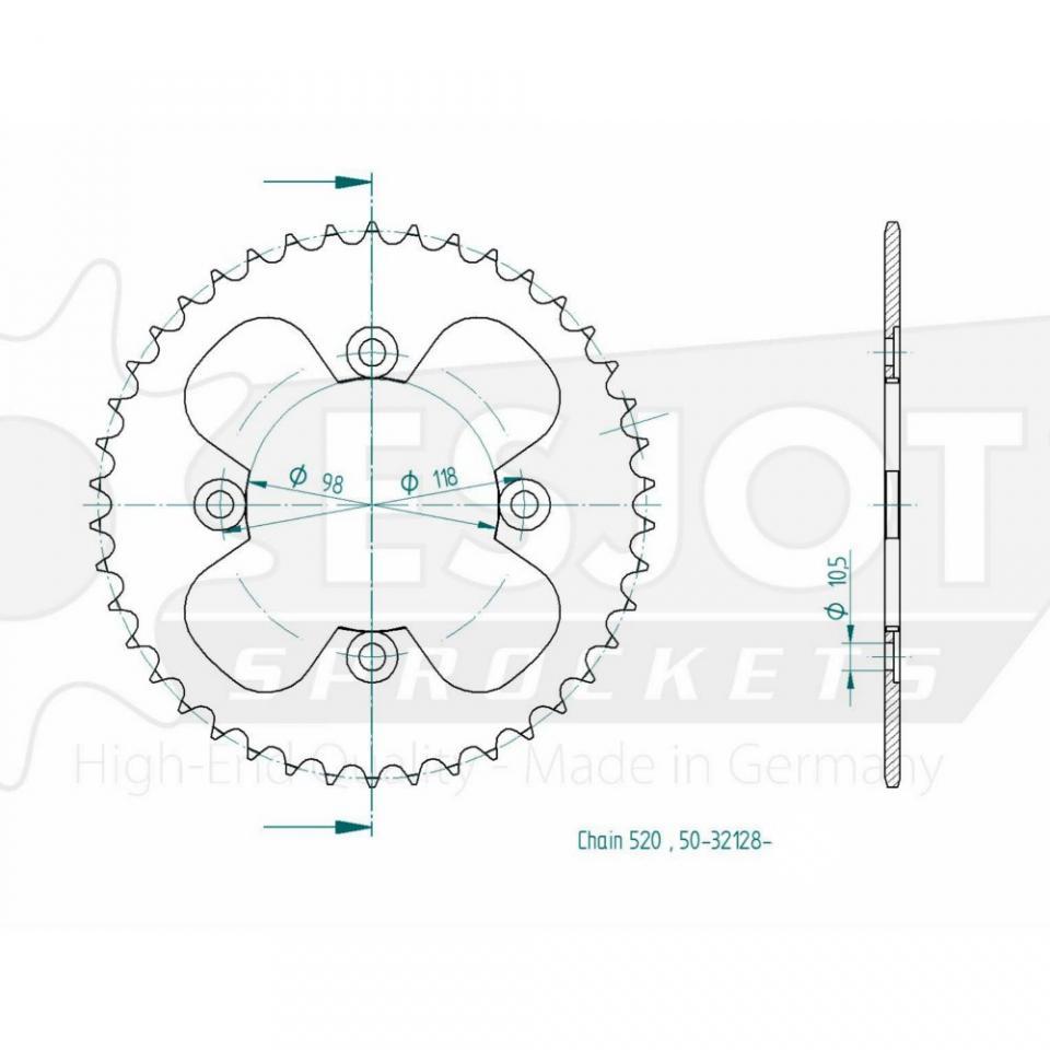 Couronne de transmission Esjot pour quad Bombardier 450 DS 2008 42 dts P520 Neuf