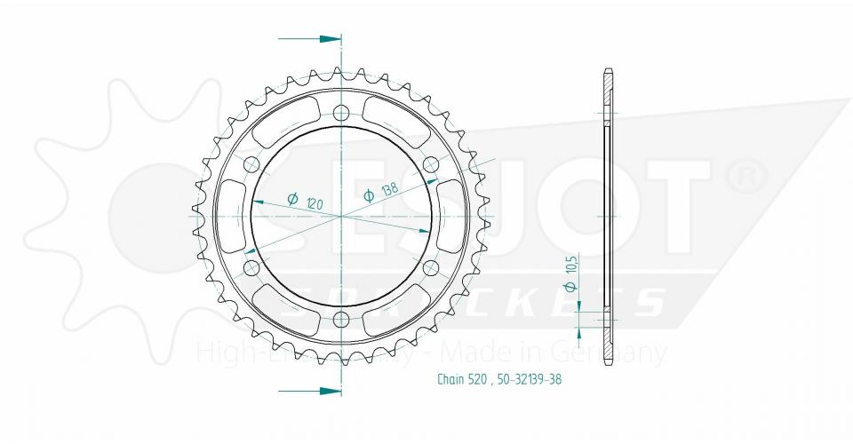 Couronne de transmission Esjot pour Moto Honda 250 Cbr R 2011 à 2014 Neuf