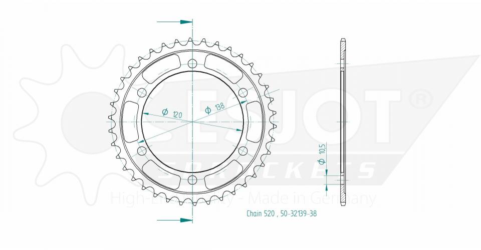 Couronne de transmission Esjot pour Moto Honda 250 Cbr R 2011 à 2014 Neuf