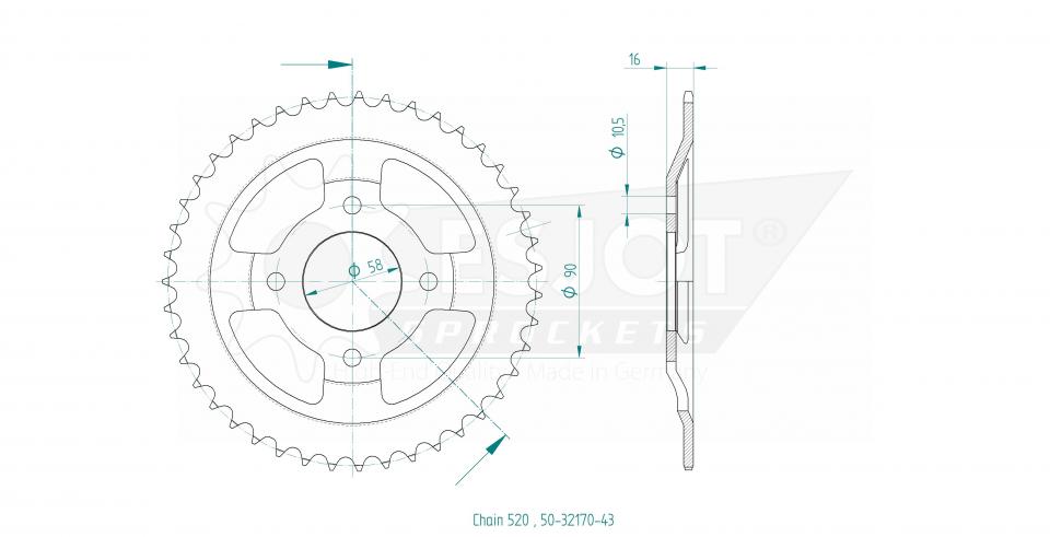 Couronne de transmission Esjot pour Moto MASH 250 Two Fifty Efi Abs 2014 à 2023 Neuf