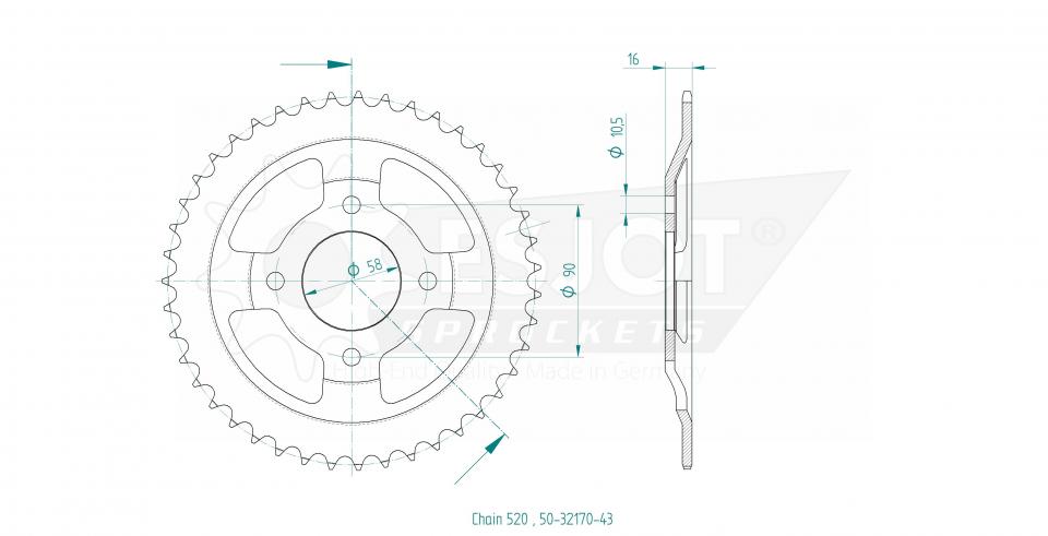 Couronne de transmission Esjot pour Moto MASH 250 Two Fifty Efi Abs 2014 à 2023 Neuf