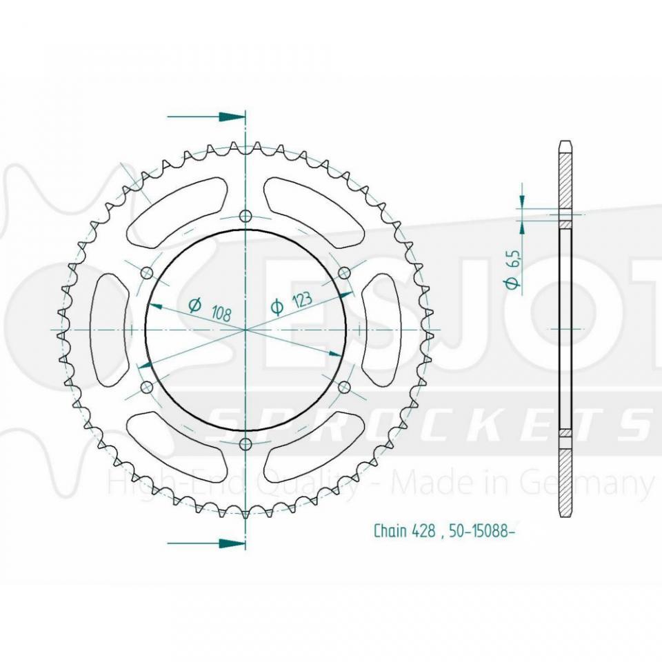 Couronne de transmission Esjot pour Moto Derbi 125 GPR 4T 2009 à 2012 Neuf