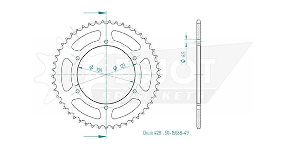 Couronne de transmission Esjot pour Moto Derbi 125 GPR 4T 2009 à 2012 Neuf