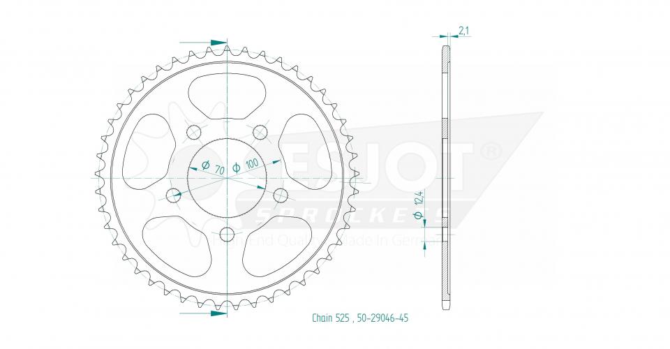 Couronne transmission Esjot pour moto BMW 1000 S Rr Hp4 2013 à 2014 45 dts Neuf