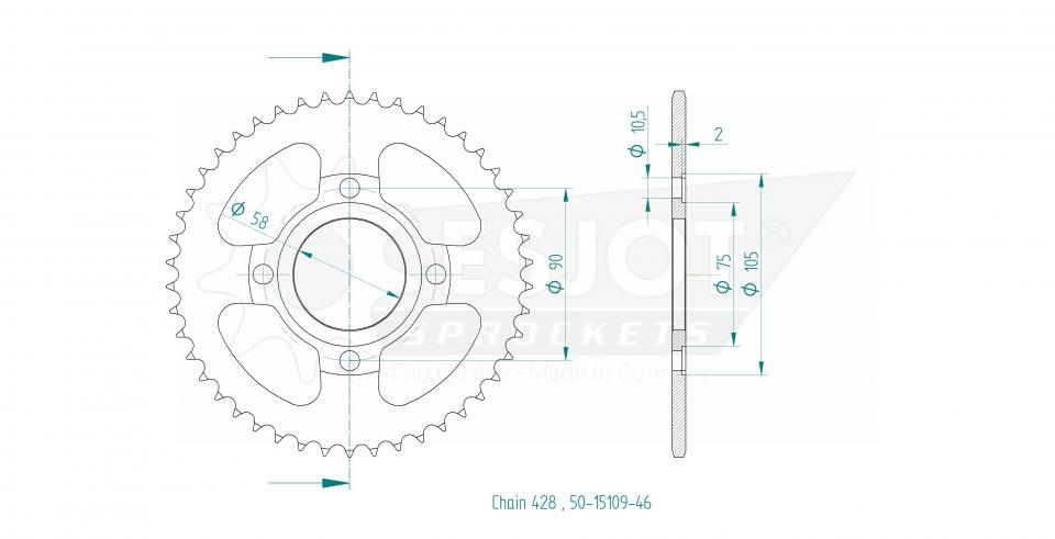 Couronne de transmission Esjot pour Moto BRIXTON 125 BX X SCRAMBLER 2017 à 2019 Neuf