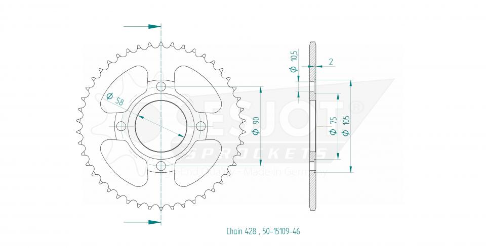 Couronne de transmission Esjot pour Moto BRIXTON 125 Bx 2017 à 2019 Neuf