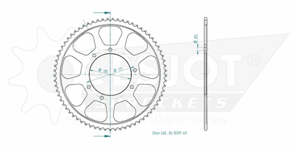 Couronne de transmission Esjot pour Moto Aprilia 125 RX 4T EURO4 2018 à 2023 Neuf