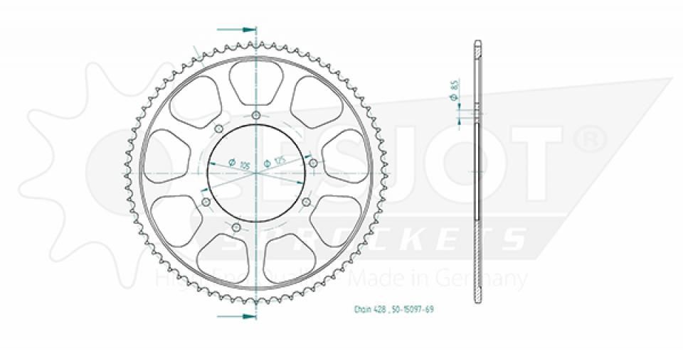 Couronne de transmission Esjot pour Moto Aprilia 125 RX 4T EURO4 2018 à 2023 Neuf