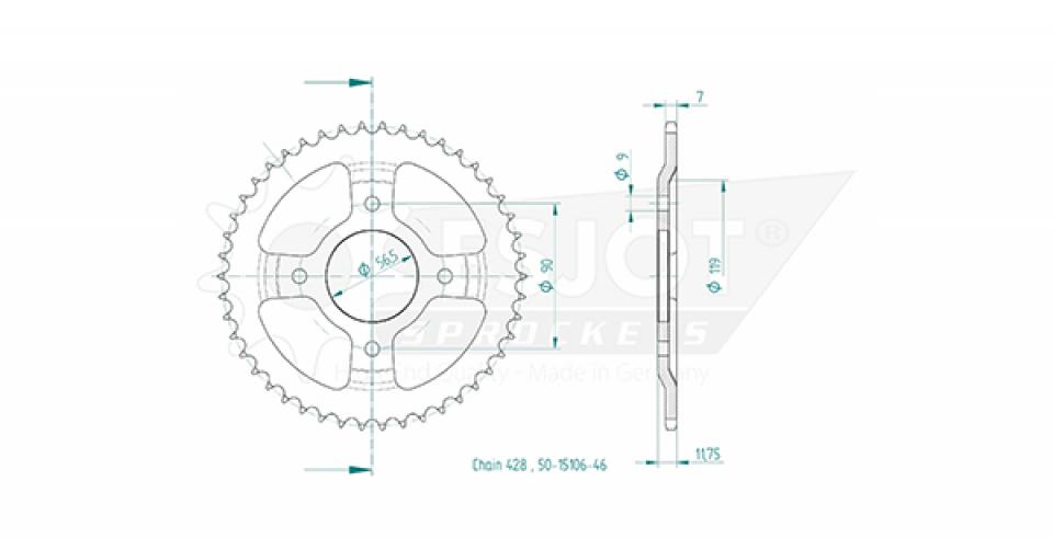 Couronne de transmission Esjot pour Moto MASH 125 BLACK SEVEN CBS 2017 à 2020 Neuf