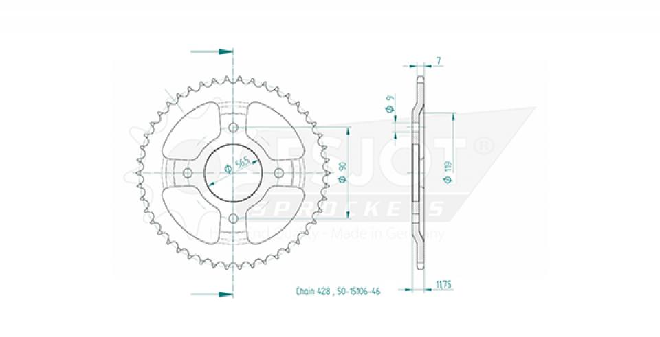 Couronne de transmission Esjot pour Moto MASH 125 BLACK SEVEN CBS 2017 à 2020 Neuf
