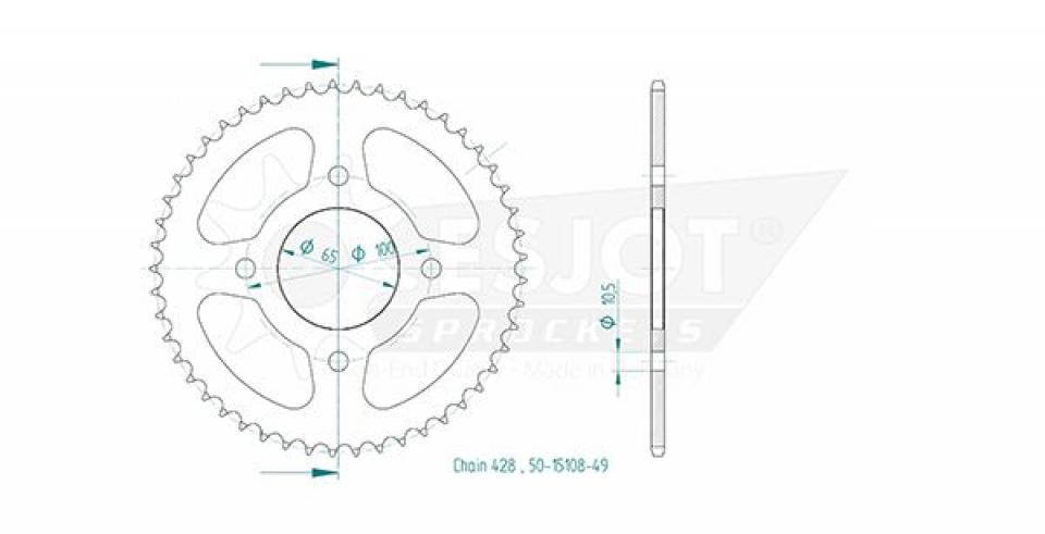 Couronne de transmission Esjot pour Moto Sym 125 TRAZER 2019 à 2021 Neuf
