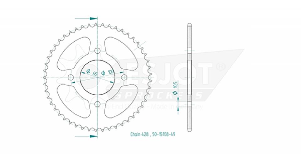 Couronne de transmission Esjot pour Moto Sym 125 TRAZER 2019 à 2021 Neuf