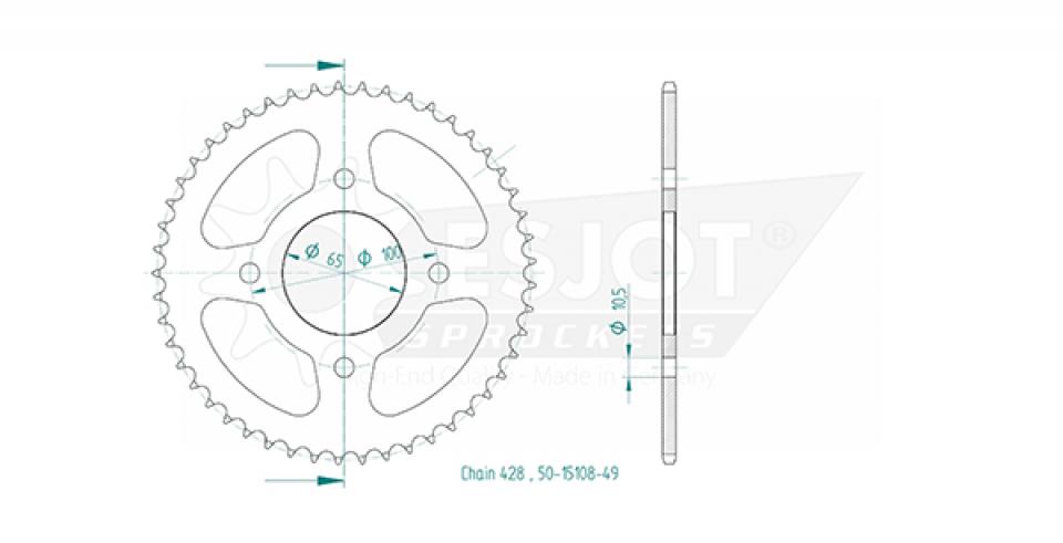 Couronne de transmission Esjot pour Moto Sym 125 TRAZER 2019 à 2021 Neuf