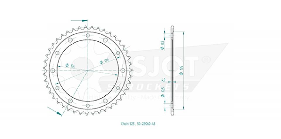 Couronne de transmission Esjot pour Moto Honda 800 VFR X Crossrunner 2017 à 2019 Neuf