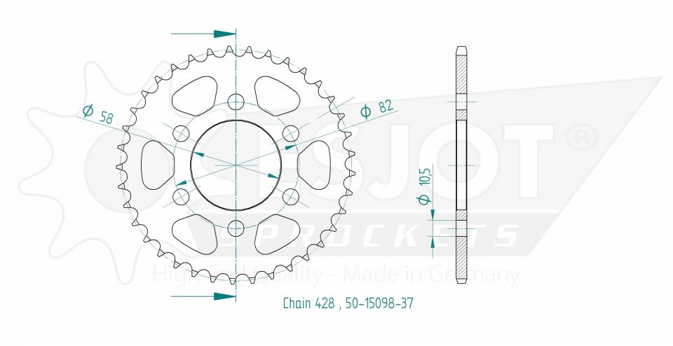 Couronne de transmission Esjot pour moto Benelli 125 TNT Cbs 2017 à 2019 Neuf