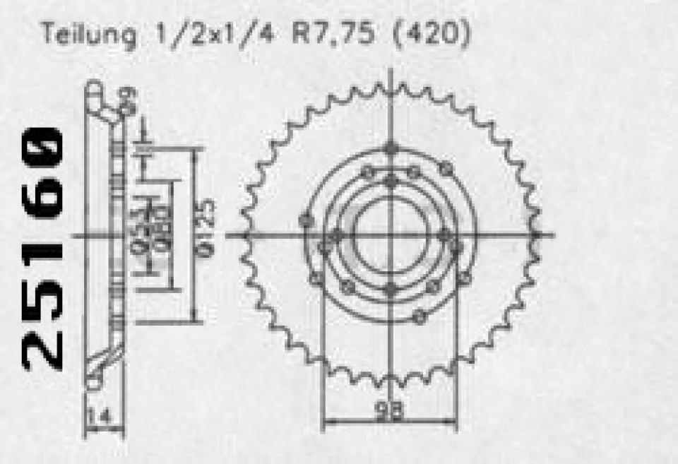 Couronne de transmission Sifam pour Moto Derbi 50 Senda 1996 à 1999 MT526-OT186.53T / pas 420 Al53mm Neuf