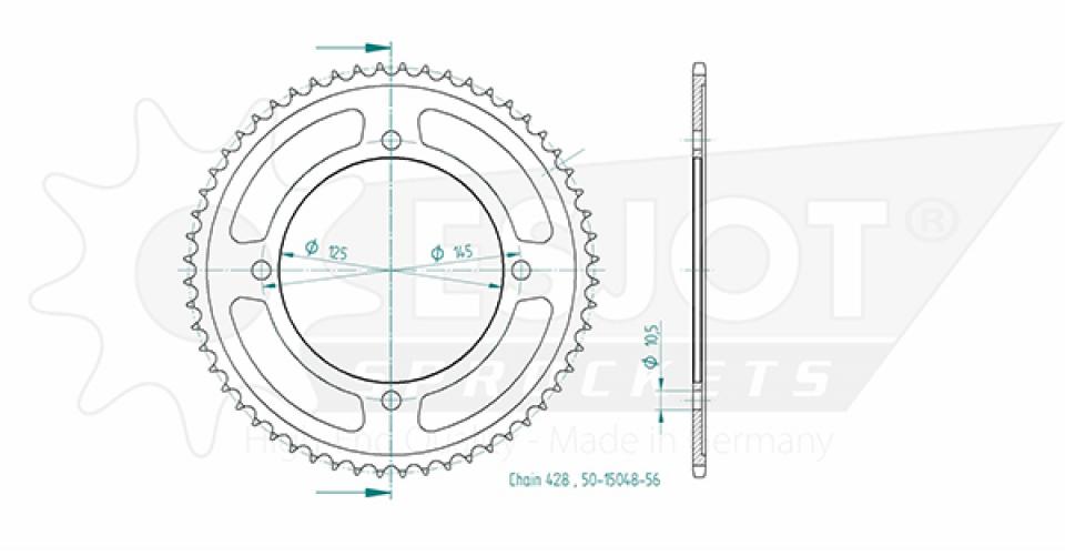 Couronne de transmission Esjot pour Moto Yamaha 250 Xvs Drag Star 2001 à 2004 Neuf