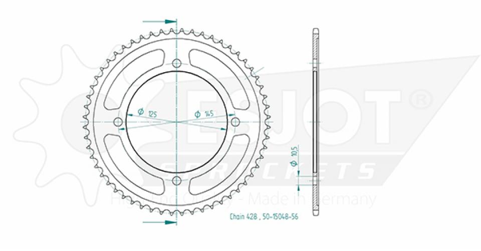 Couronne de transmission Esjot pour Moto Yamaha 250 Xvs Drag Star 2001 à 2004 Neuf