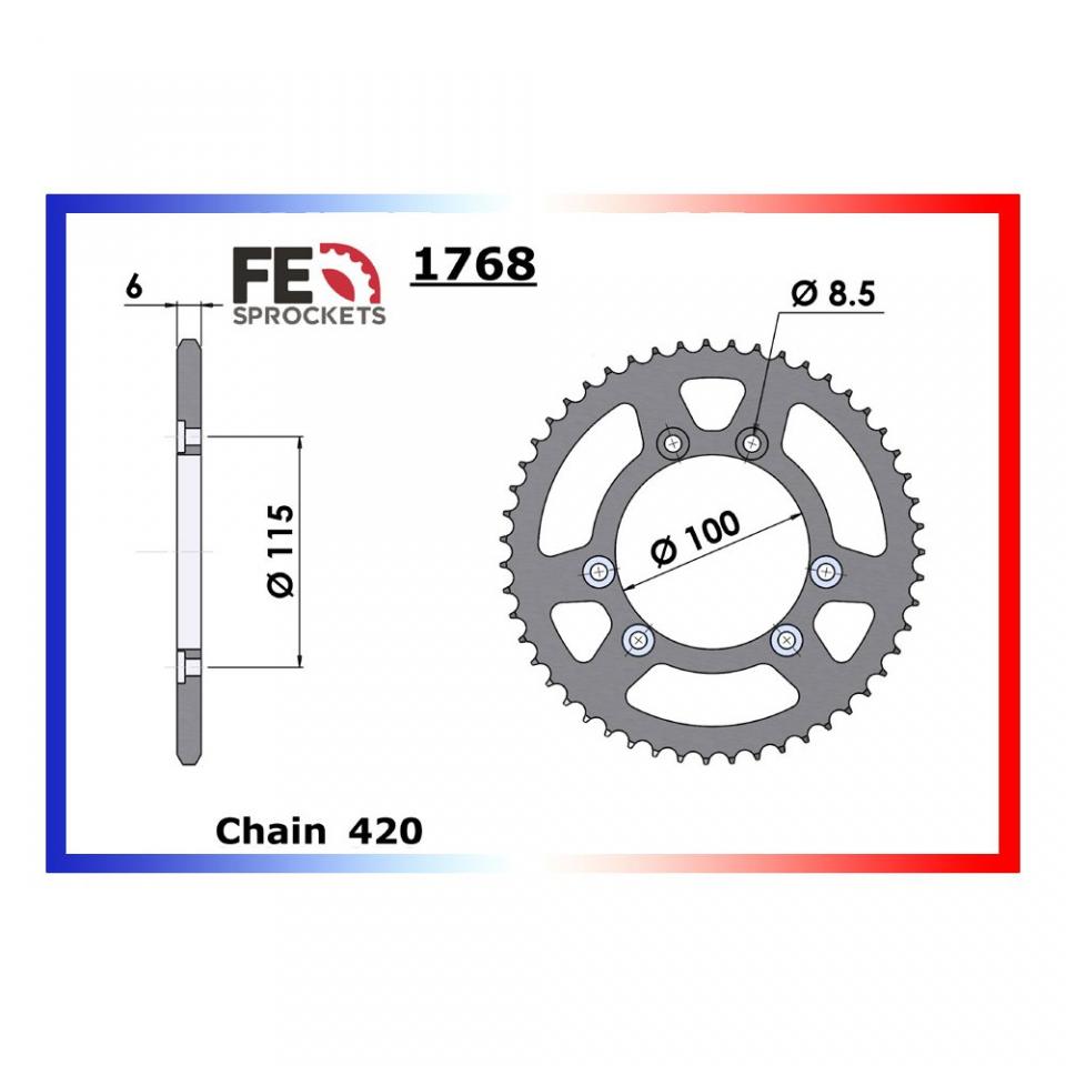 Couronne transmission FE pour moto Beta 50 RR enduro 2004 51 dents pas 420 Neuf