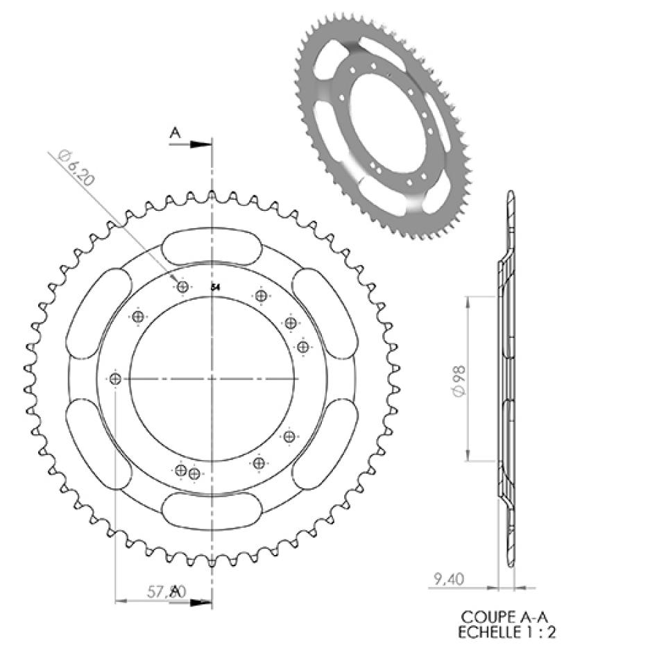 Couronne de transmission Charvin pour Mobylette MBK 50 51V Neuf