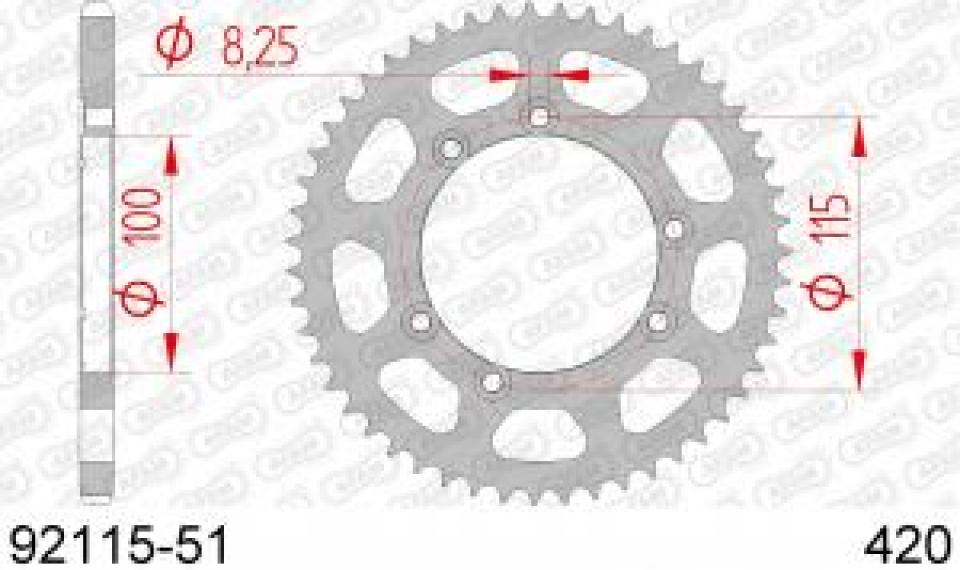 Couronne de transmission Afam pour moto Beta 50 RR enduro 51 dts P420 Ø100 Neuf