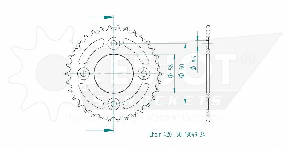 Couronne de transmission Esjot pour Moto Honda 125 MSX 2013 à 2020 Neuf