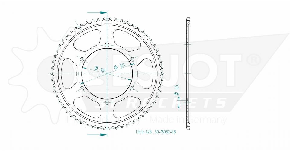 Couronne de transmission Esjot pour Moto Aprilia 125 RS 4T ABS EURO4 2021 à 2023 Neuf