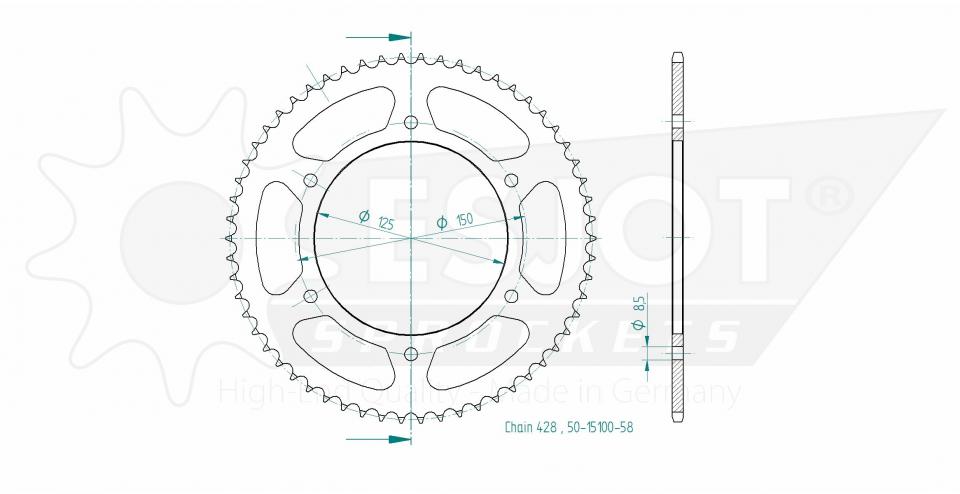 Couronne de transmission Esjot pour Moto Swm 125 RS 2018 à 2020 Neuf