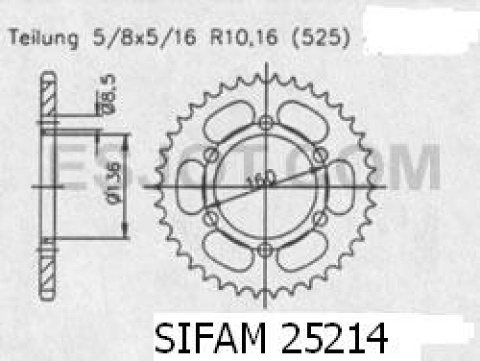 Couronne de transmission Esjot pour Moto Sachs 650 Roadster 2001 à 2005 Neuf