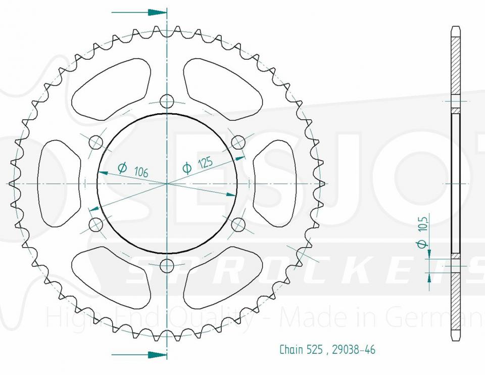 Couronne de transmission Esjot pour Moto Triumph 765 Street Triple R 2017 à 2023 Neuf