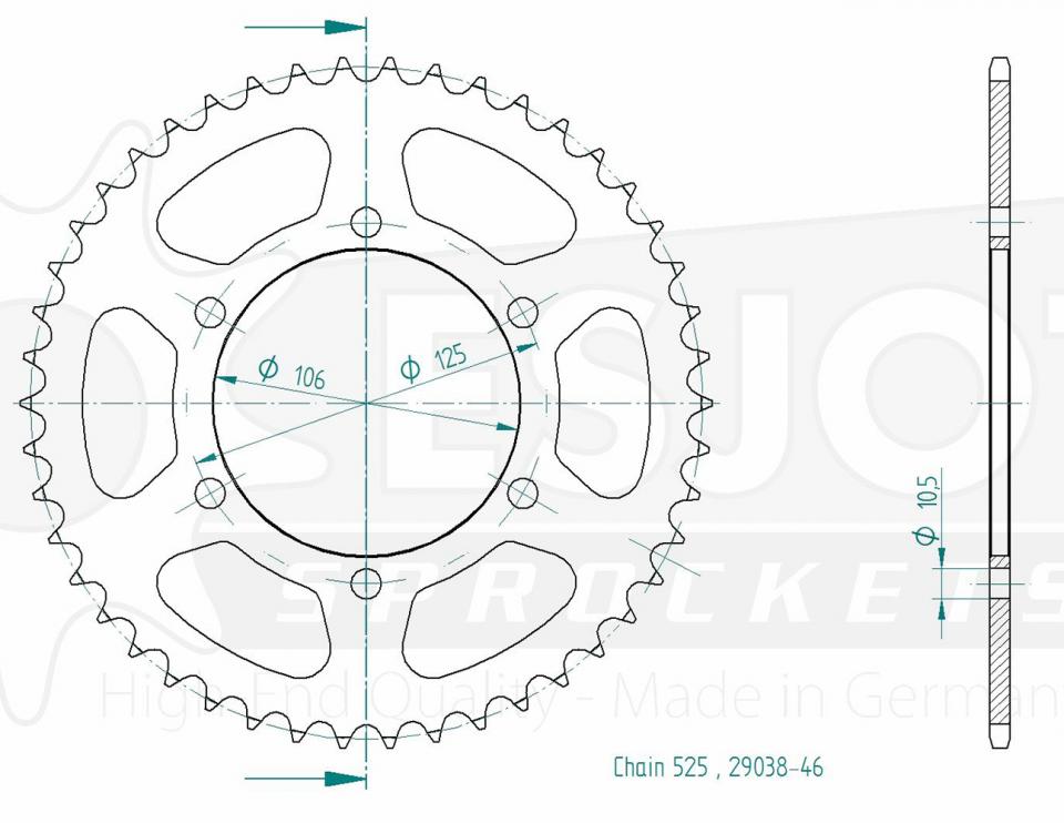 Couronne de transmission Esjot pour Moto Triumph 765 Street Triple R 2017 à 2023 Neuf