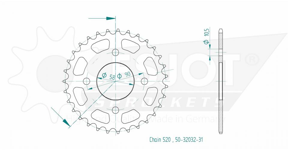 Couronne de transmission Esjot pour ULM Archive motorcycle 125 AM60 Cafe Racer 2017 à 2021 Neuf
