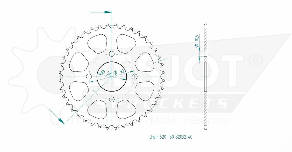 Couronne de transmission Esjot pour ULM Archive motorcycle 125 AM60 Cafe Racer 2017 à 2021 Neuf