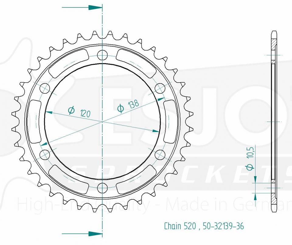 Couronne de transmission Esjot pour Moto Honda 300 Cbr R 2014 à 2016 Neuf